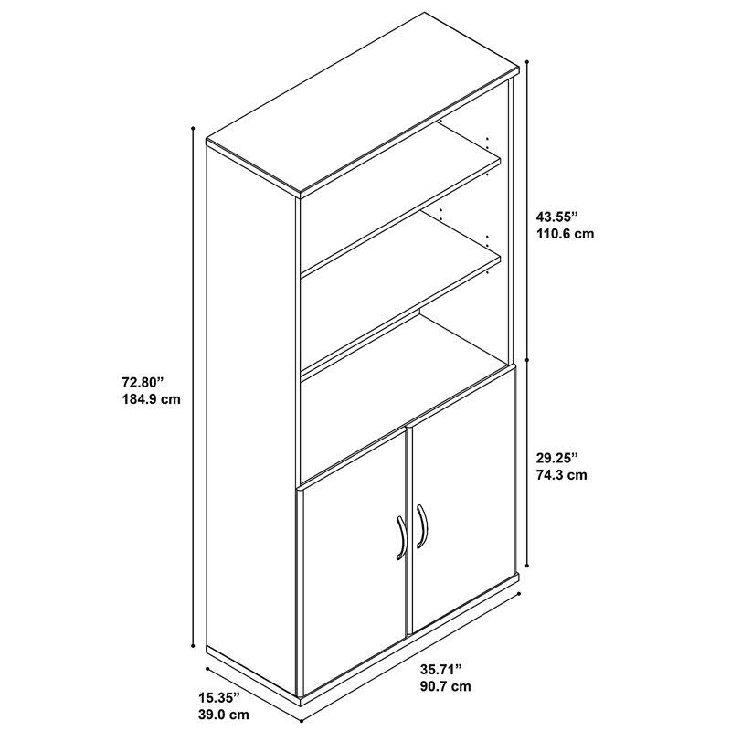 5 Shelf Bookcase with Doors in Natural Cherry Y701