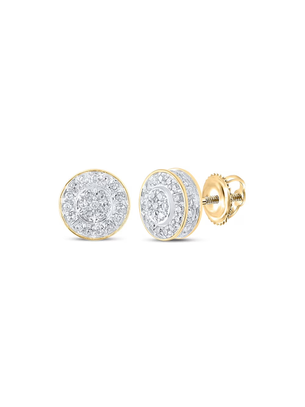10kt Yellow Gold Round Diamond Cluster Earrings 1/4 Cttw I437243