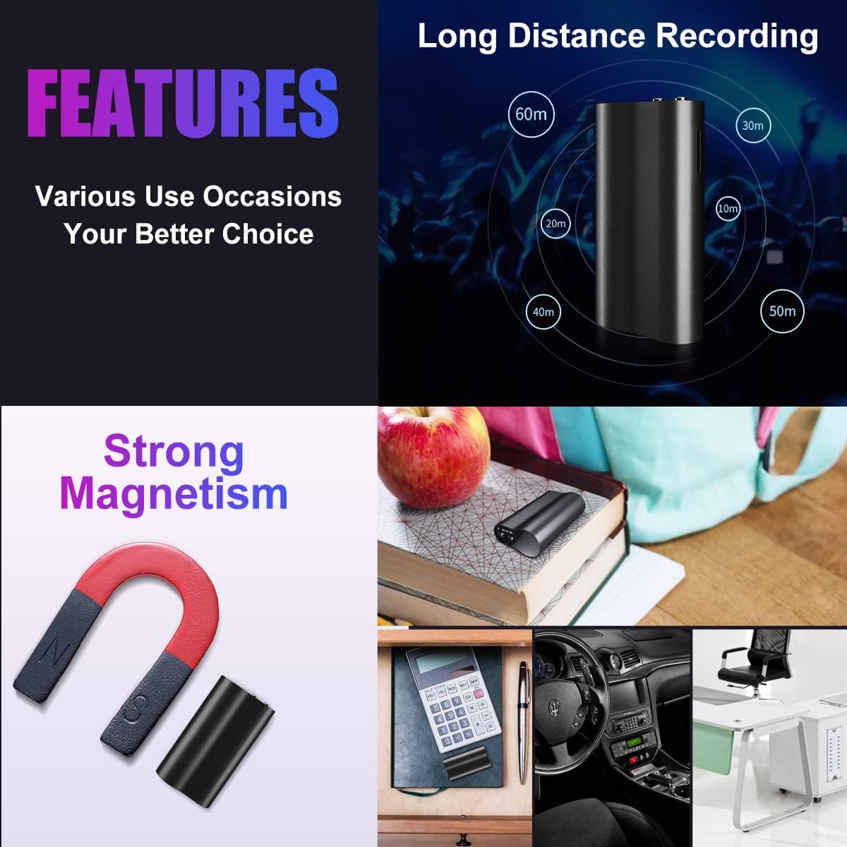 64+16GB Voice Activated Recorder, Pack of 2 J6620