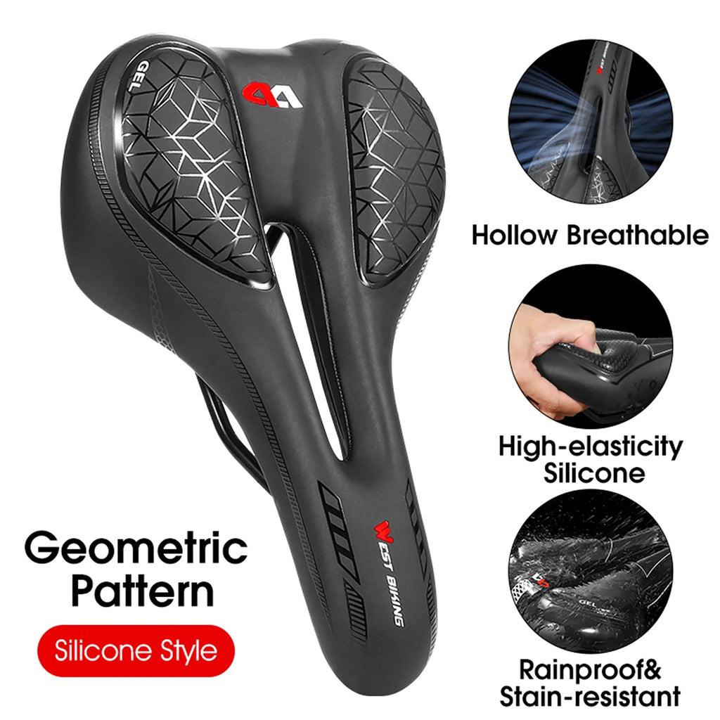Bike Seat Padded Saddle Cushion with Removable Rechargeable LED Tail Light X544