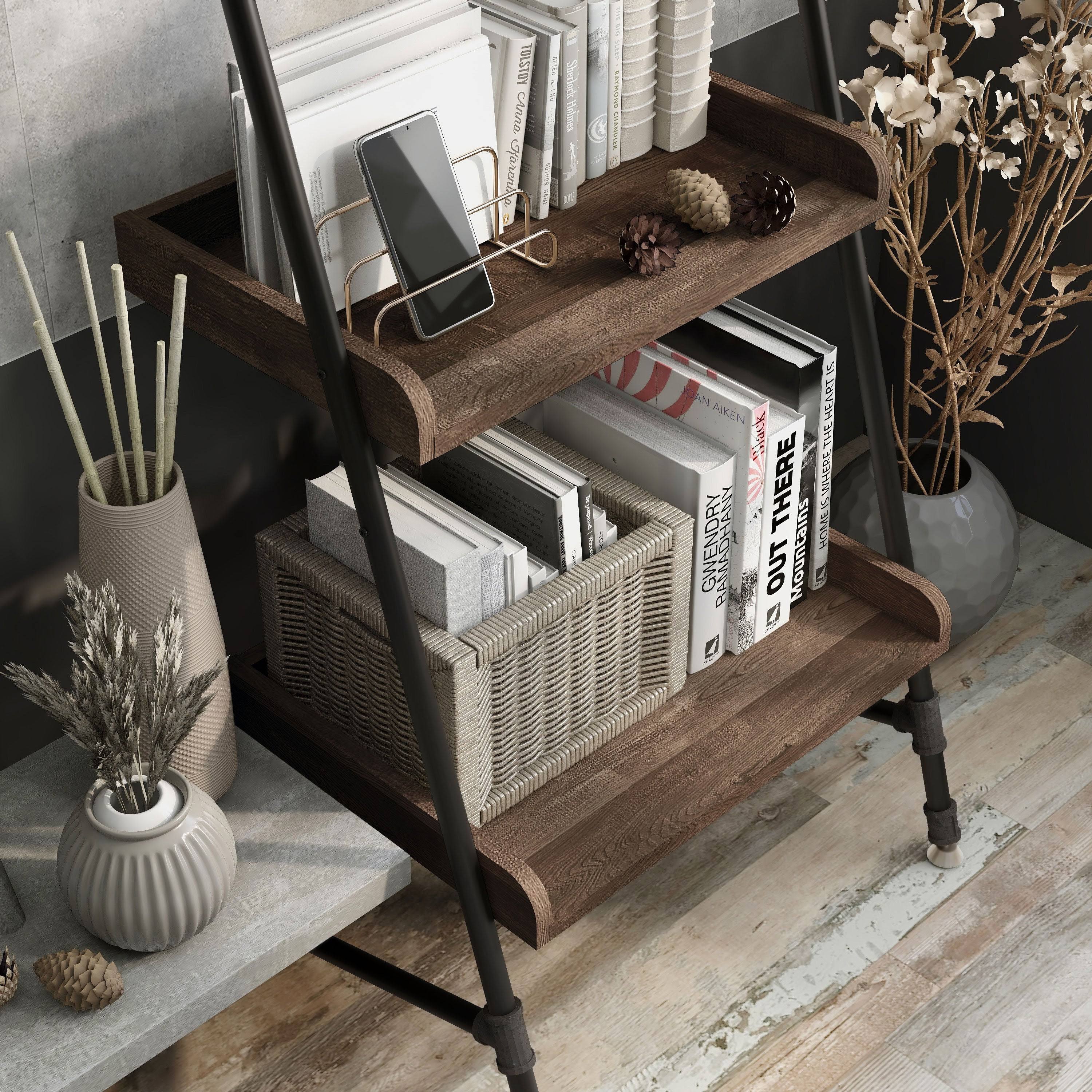 Rustic 4-Shelf Ladder Display Shelf T73591