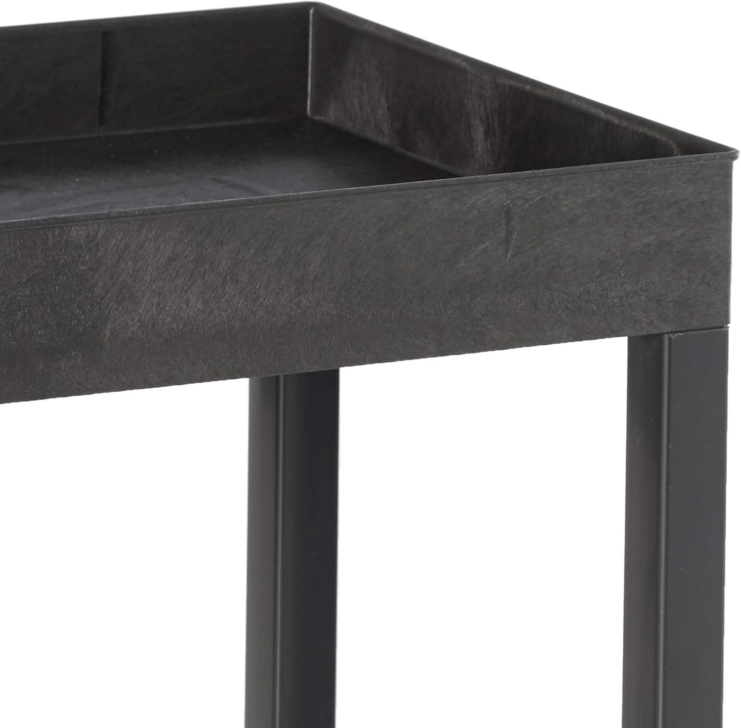 Black Mobile Utility Tub Cart with 2 Shelves and Push Handle V973