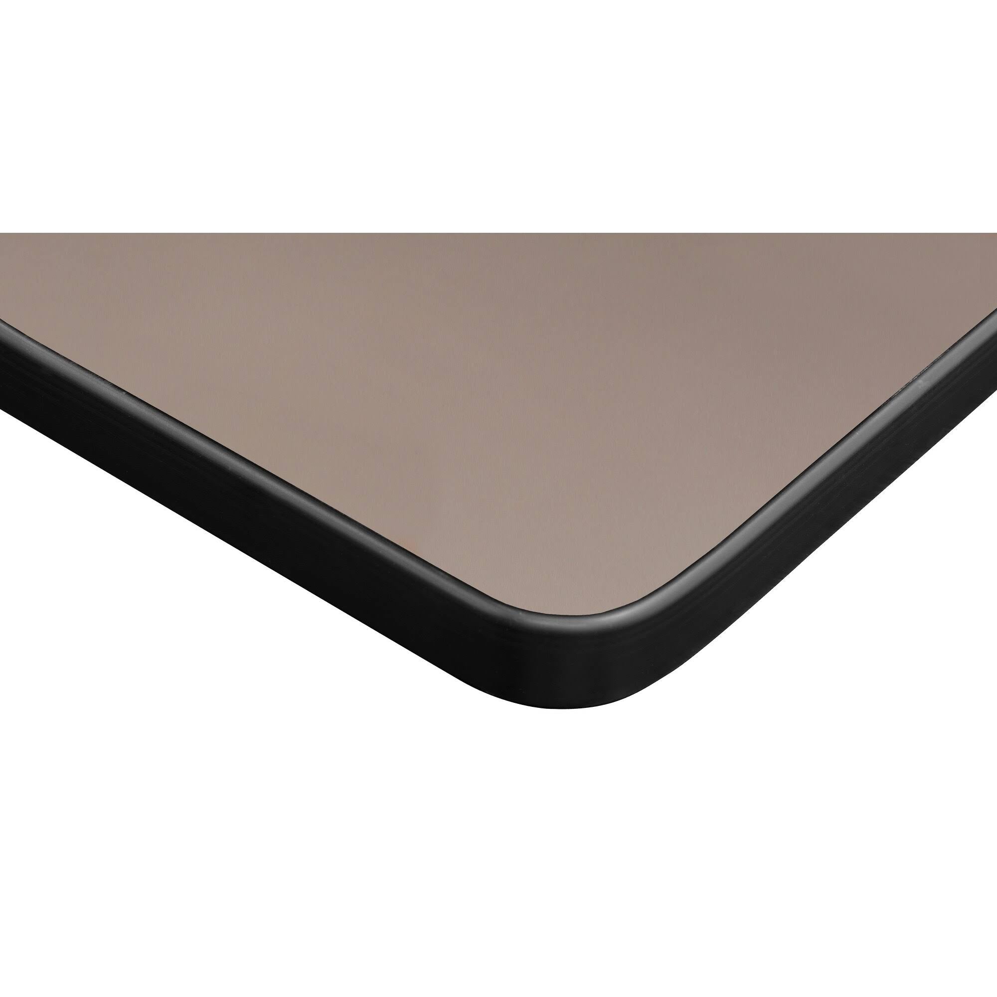 Beige Square Height Adjustable Classroom Table with 4 Black Stack Chairs I3042
