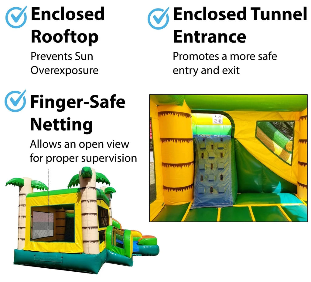 Tropical Inflatable Water Slide Bounce House Combo with Blower X478685