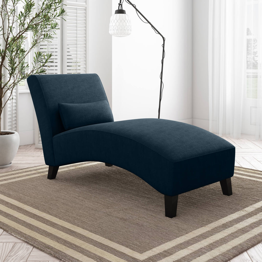 Navy Blue Velvet Chaise W91180
