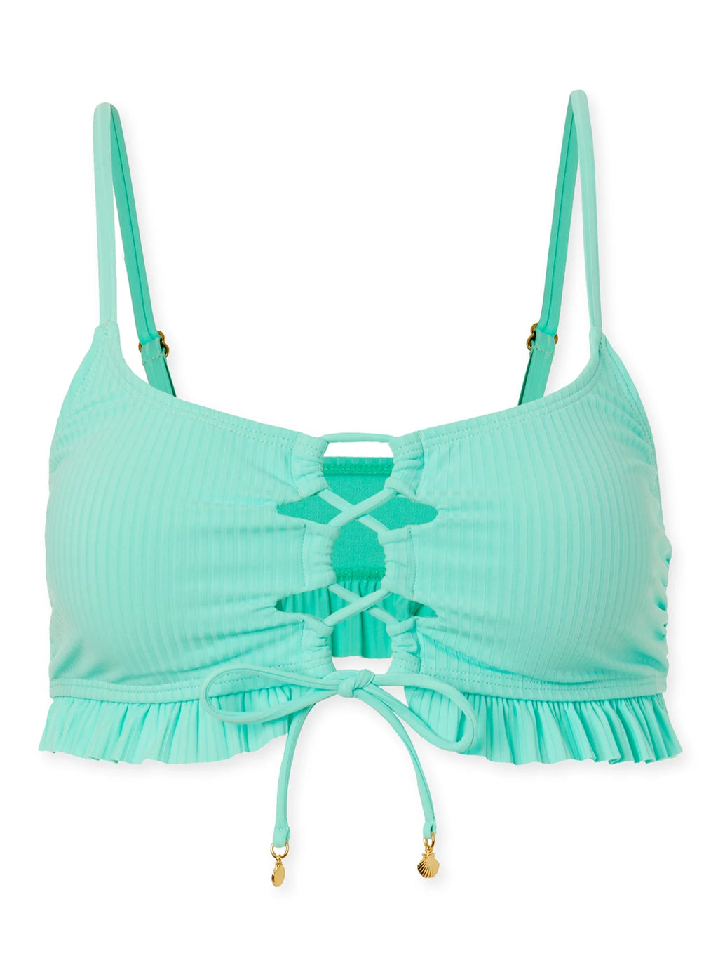 Aqua Ribbed Bikini Top S98598