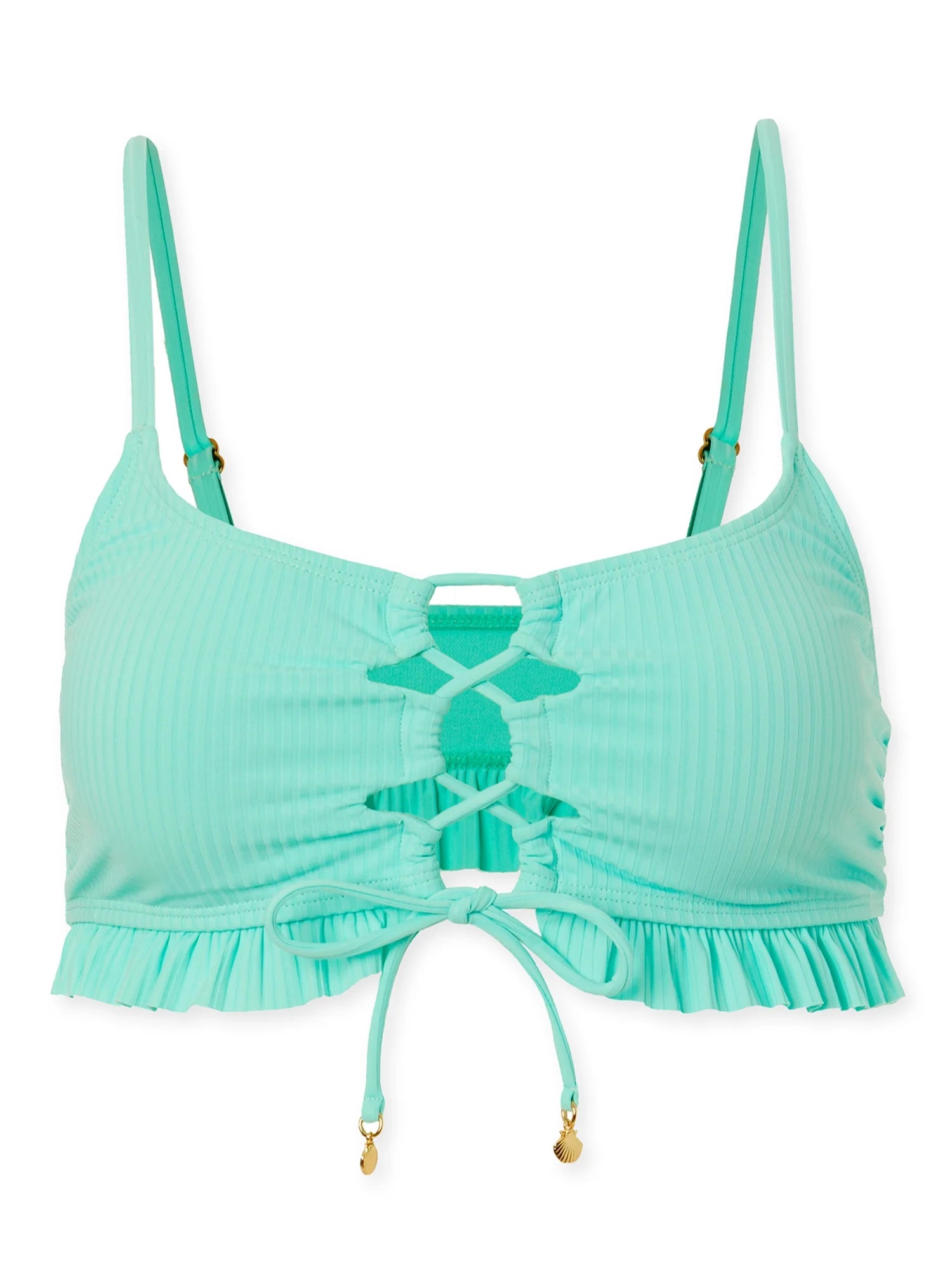 Aqua Ribbed Bikini Top S98598