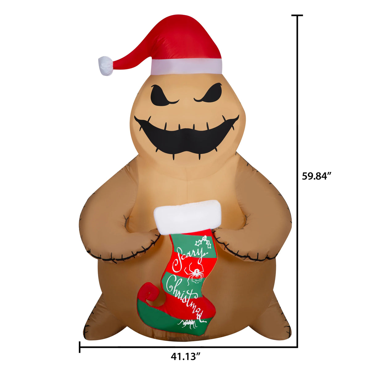 5 Foot Airblown Inflatables Christmas Burlap Oogie Boogie Holding Stocking I57962