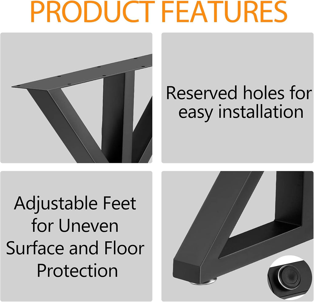 Metal Table Legs X Shape Set of 2 Black Cast Iron Q867717