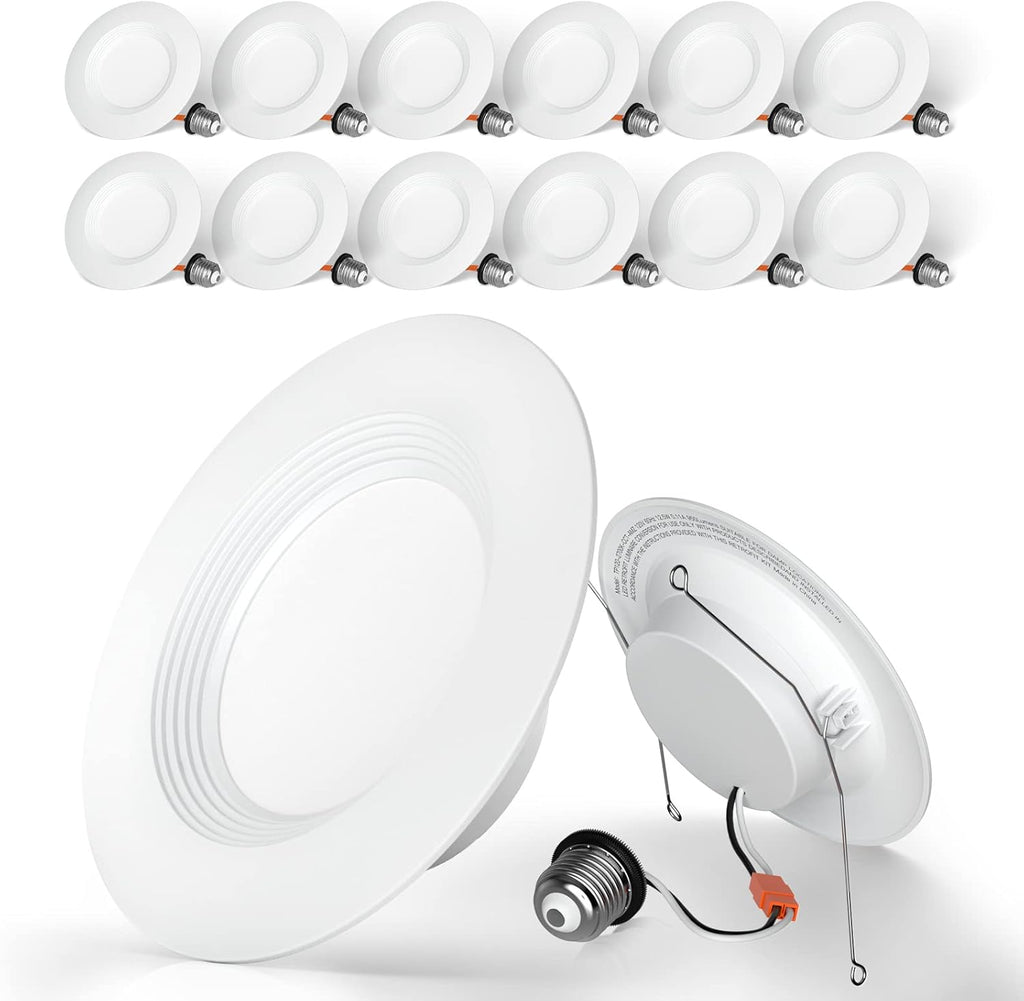 12 Pack 4 Inch LED Retrofit Recessed Downlight, Baffle Trim, Dimmable, 3000K Warm White X814990