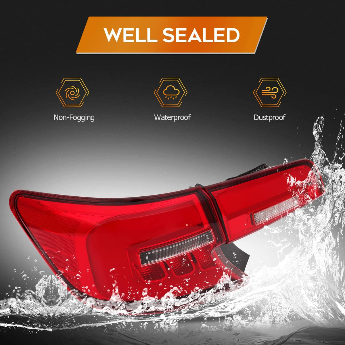 Tail Light Assembly Black Housing Red Lens F8132