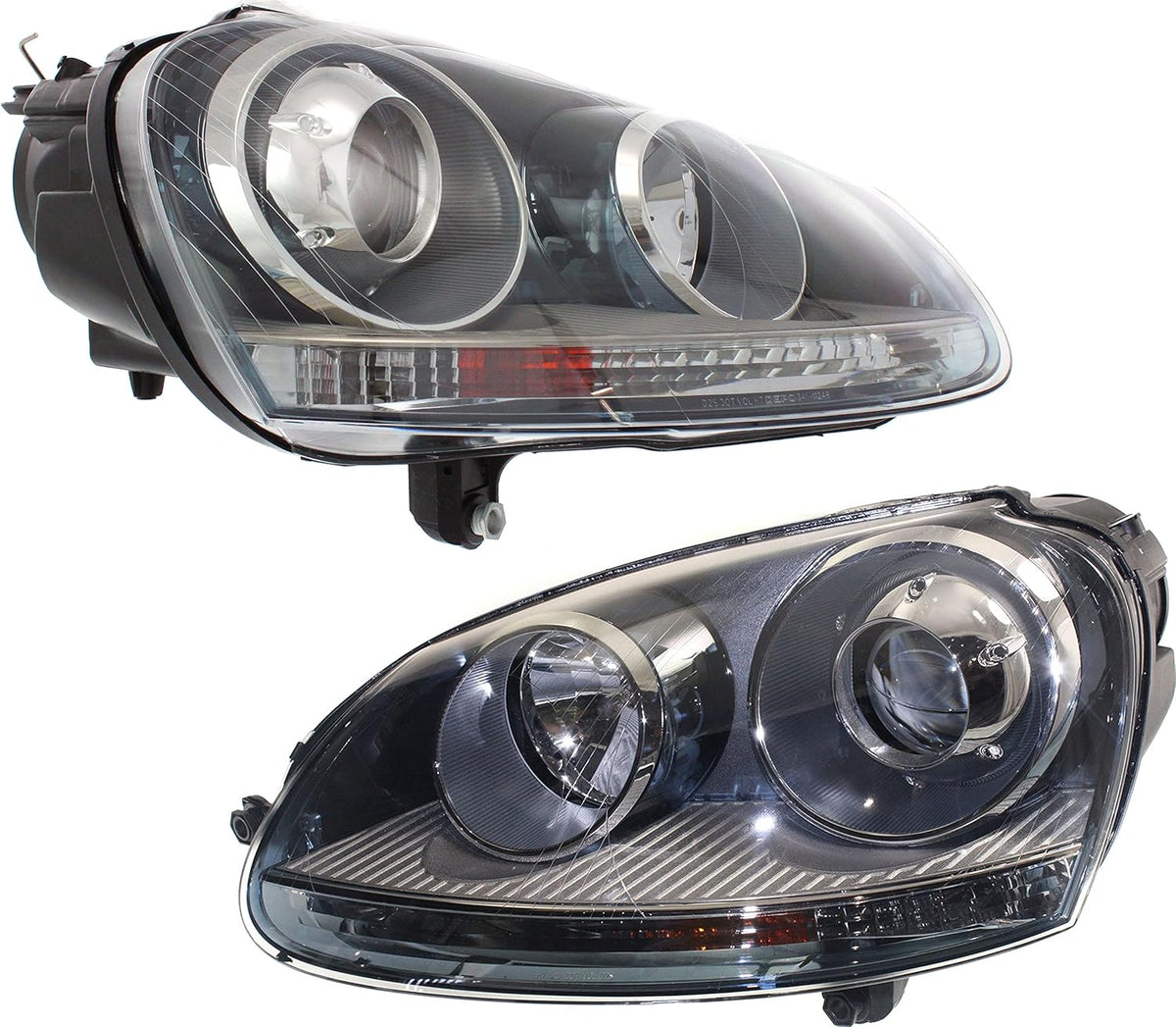 Headlight Lens and Housing Set of 2 for Volkswagen Jetta Rabbit GTI P9381