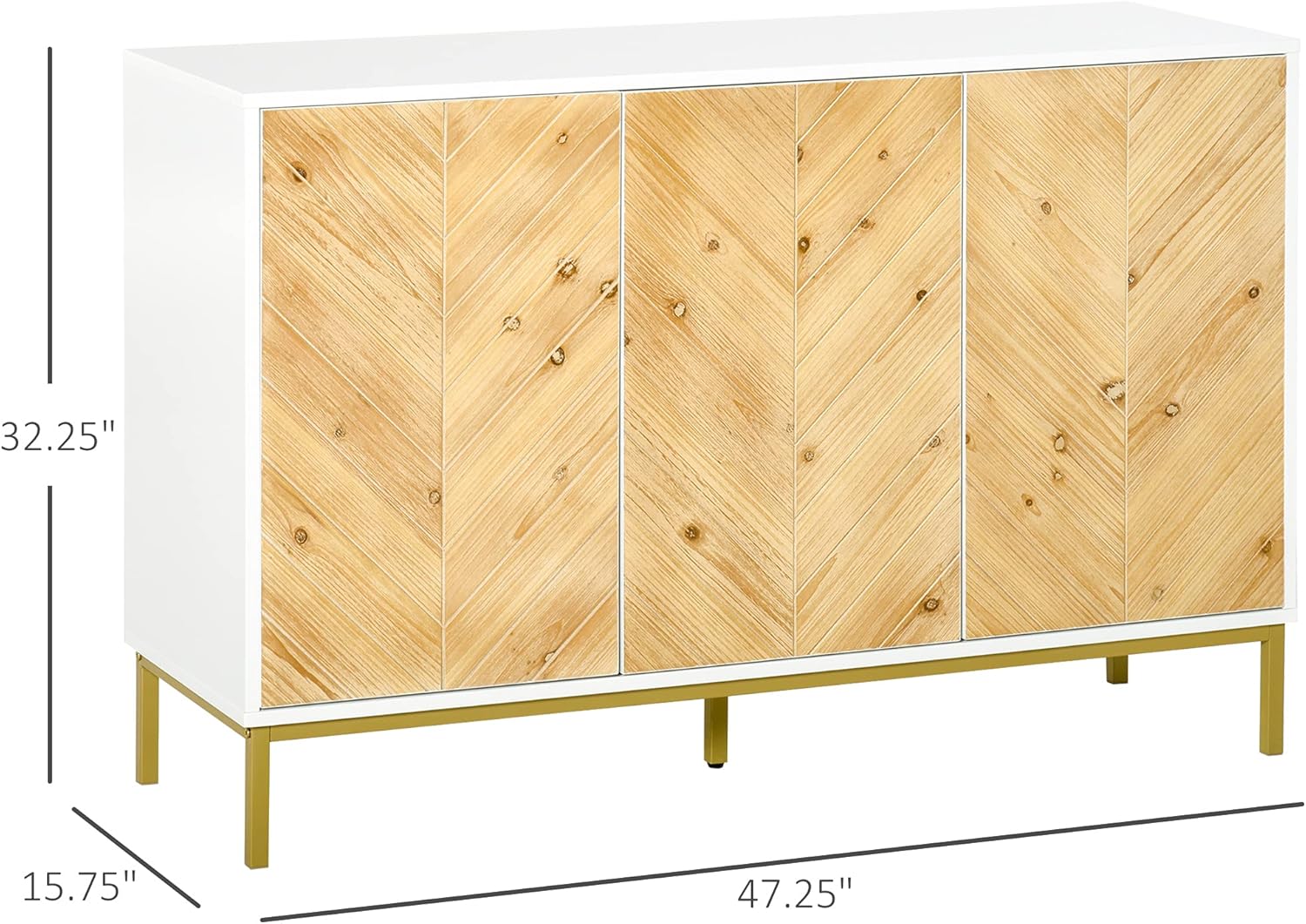 Natural Wood 3 Door Accent Sideboard Cabinet with Adjustable Shelving G8376