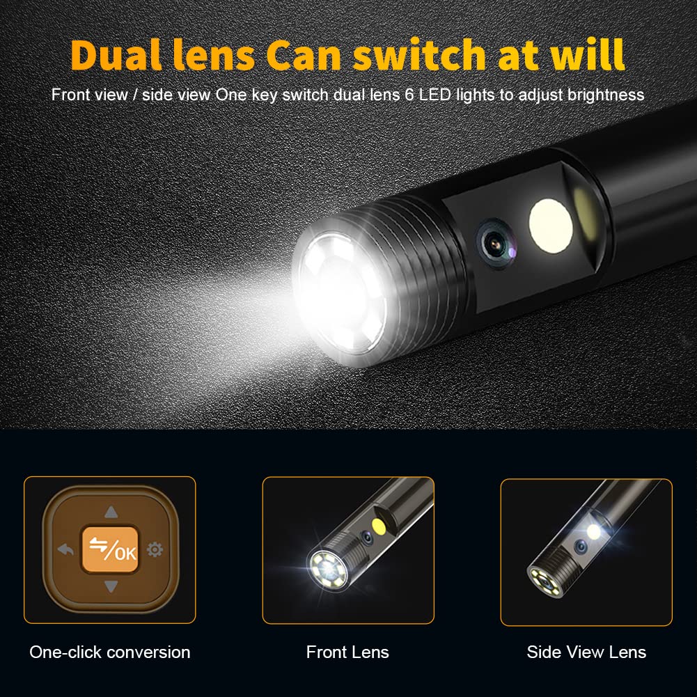 4.3 Inch 1080P HD IP67 Waterproof Inspection Camera with 8 LED Lights and 32GB Card H400