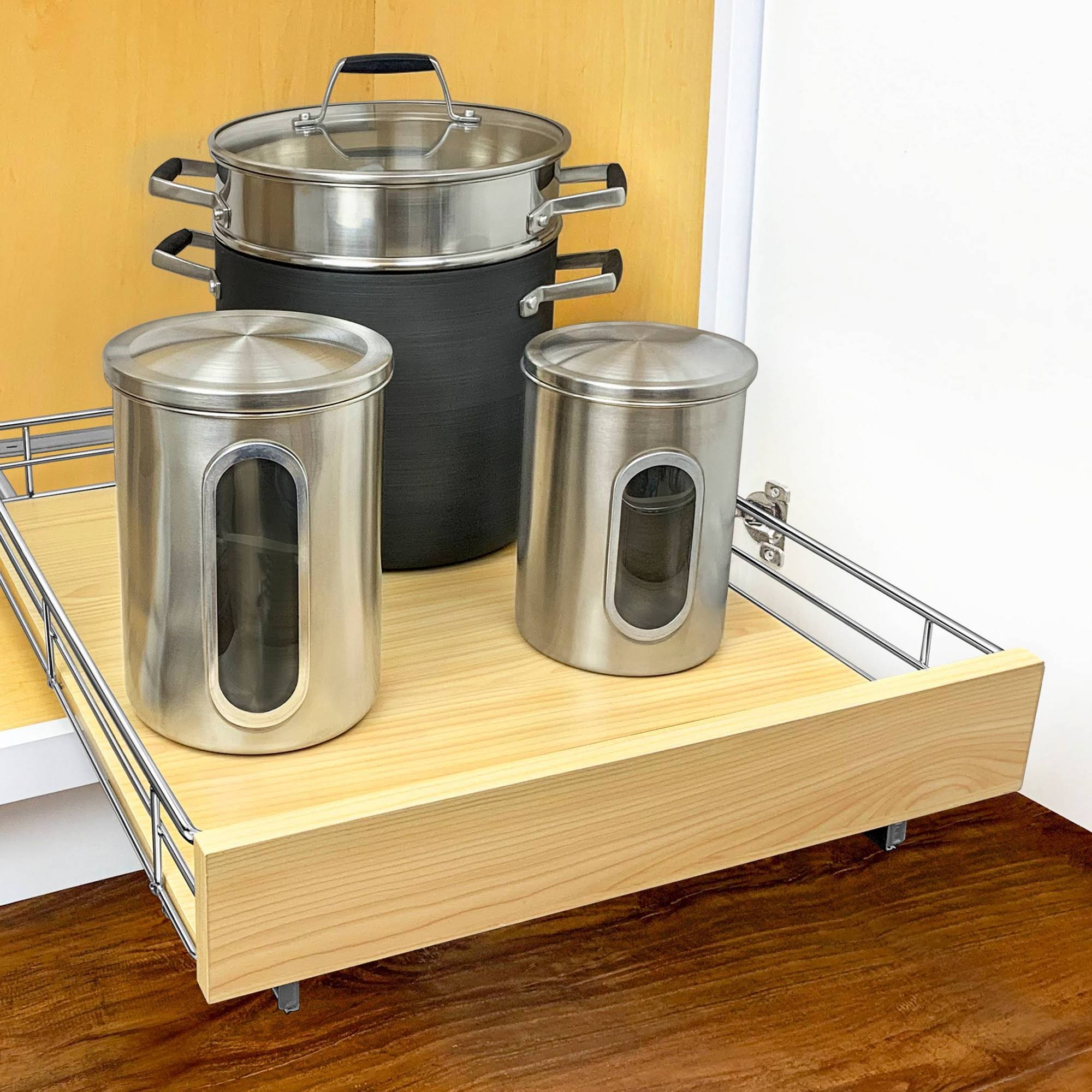 17x22 W x 21x22 D Chrome Wood Cabinet Organizer X248043