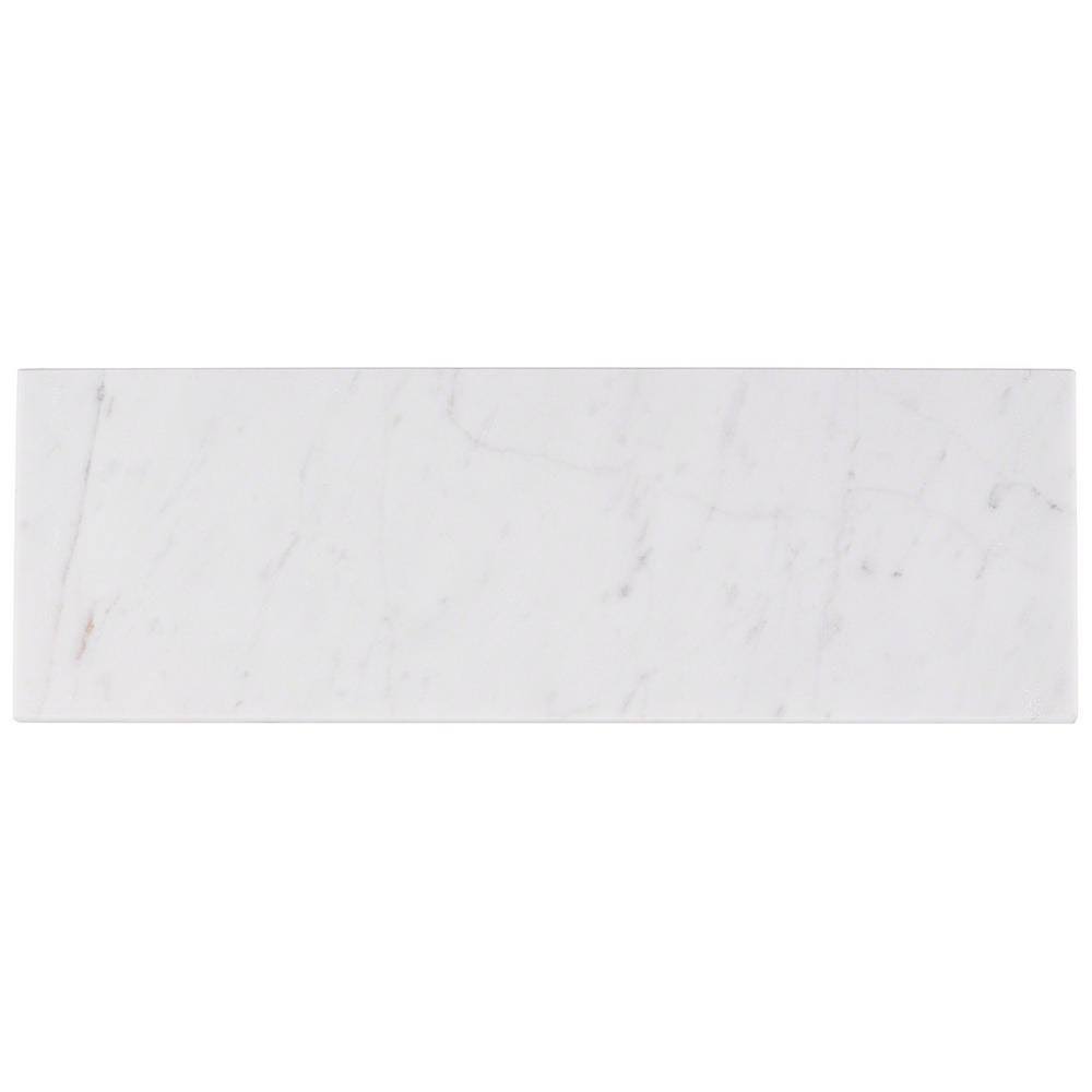 White Carrara Polished Marble Subway Tile 4 in. x 12 in. x 9mm 30 Pieces A217884
