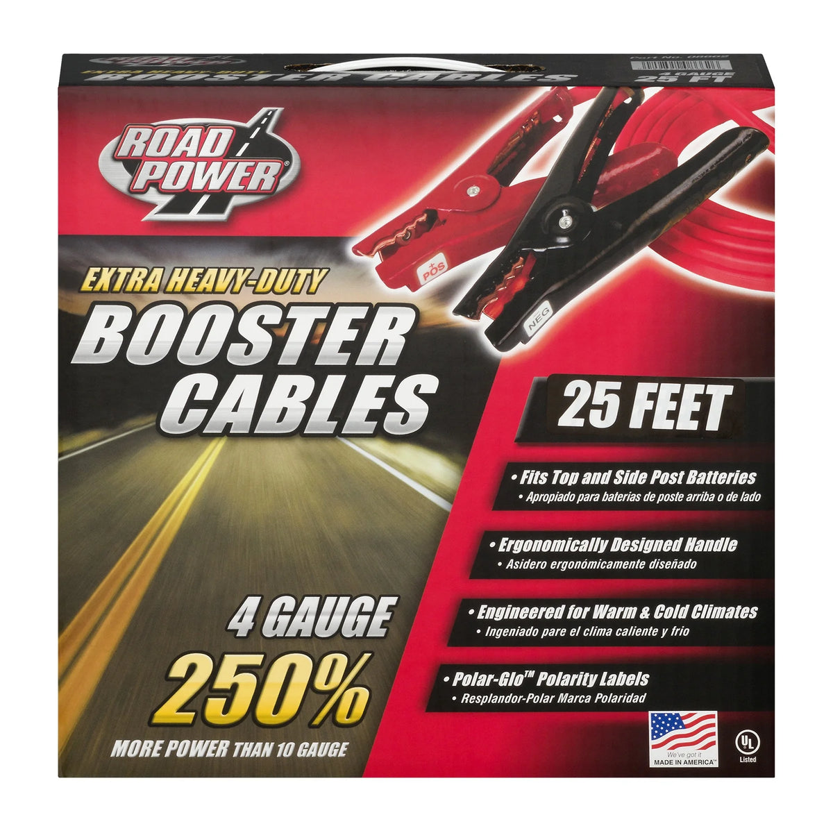 Heavy-Duty Booster Cables, 4-Gauge, 25-Feet S910