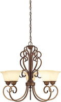 Ebony Gold Finish Five-Light Chandelier with Burnt Scavo Glass B567