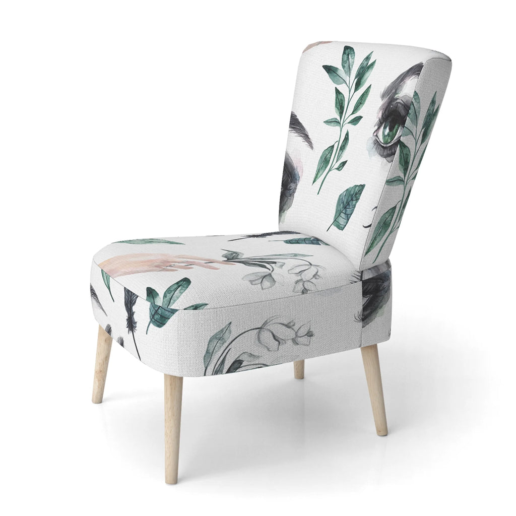 Upholstered Patterned Accent Chair and Arm Chair D330