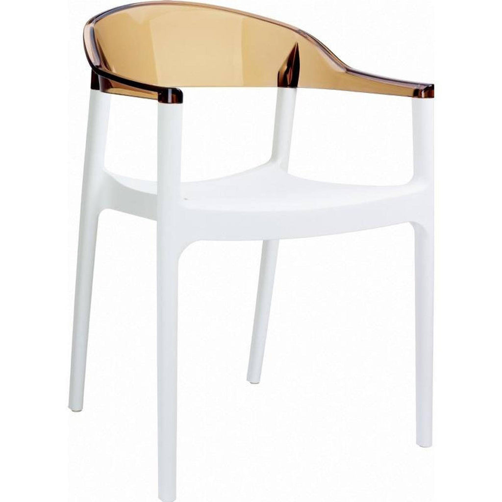 Modern Dining Chair White Transparent Amber Back G460541