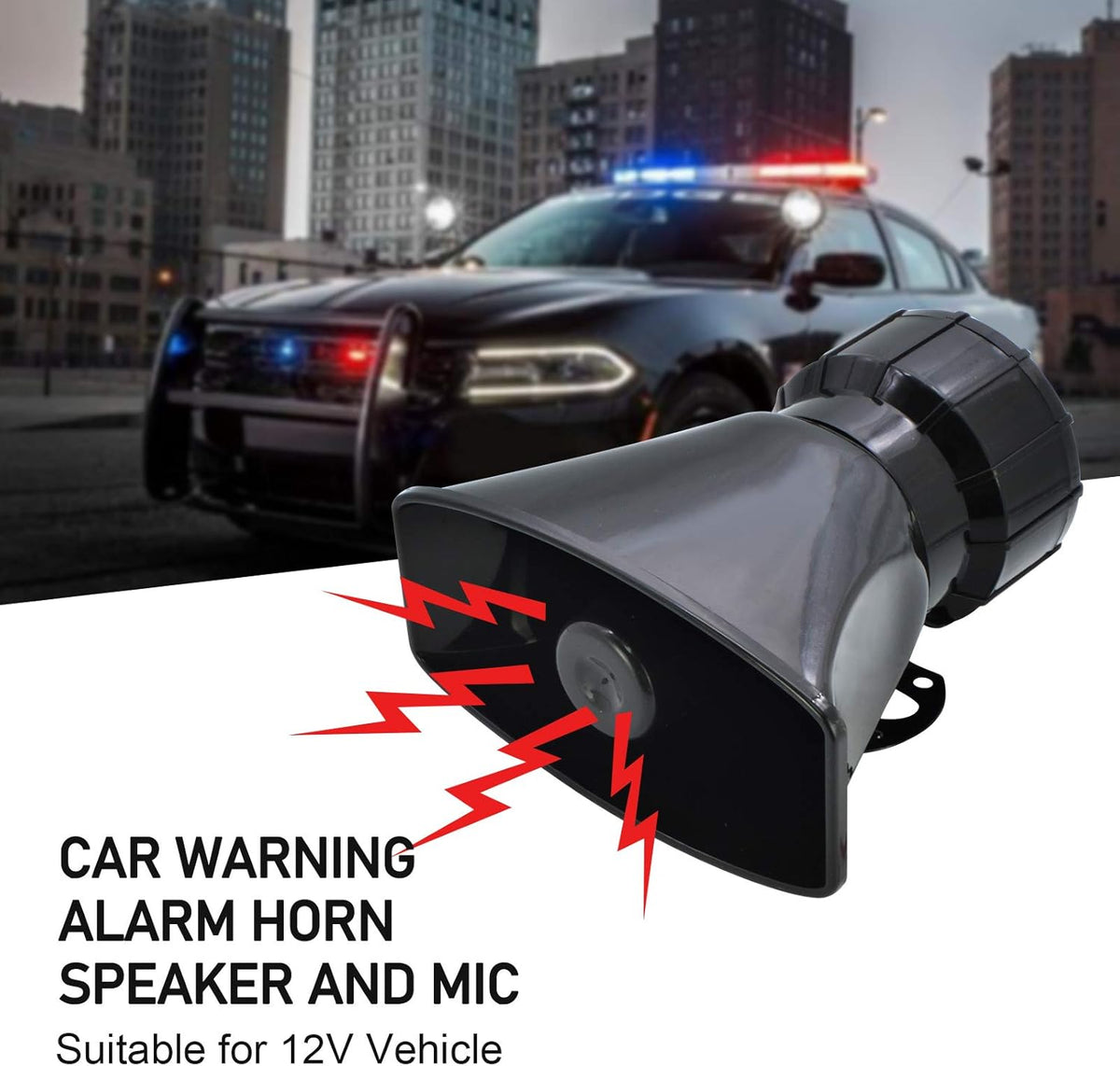 100W 7 Tones Wired Handheld Microphone Car Siren Speaker H7797