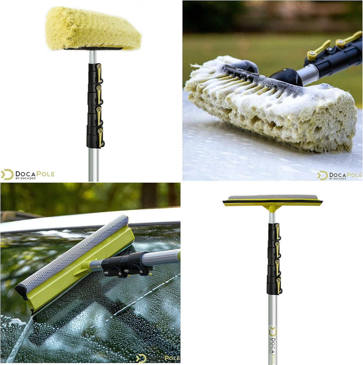 5-12 Foot Car Cleaning Kit with Soft Car Wash Brush, Car Squeegee, Car Wash Mitt, Microfiber Cleaning Head & Extension Pole O2771