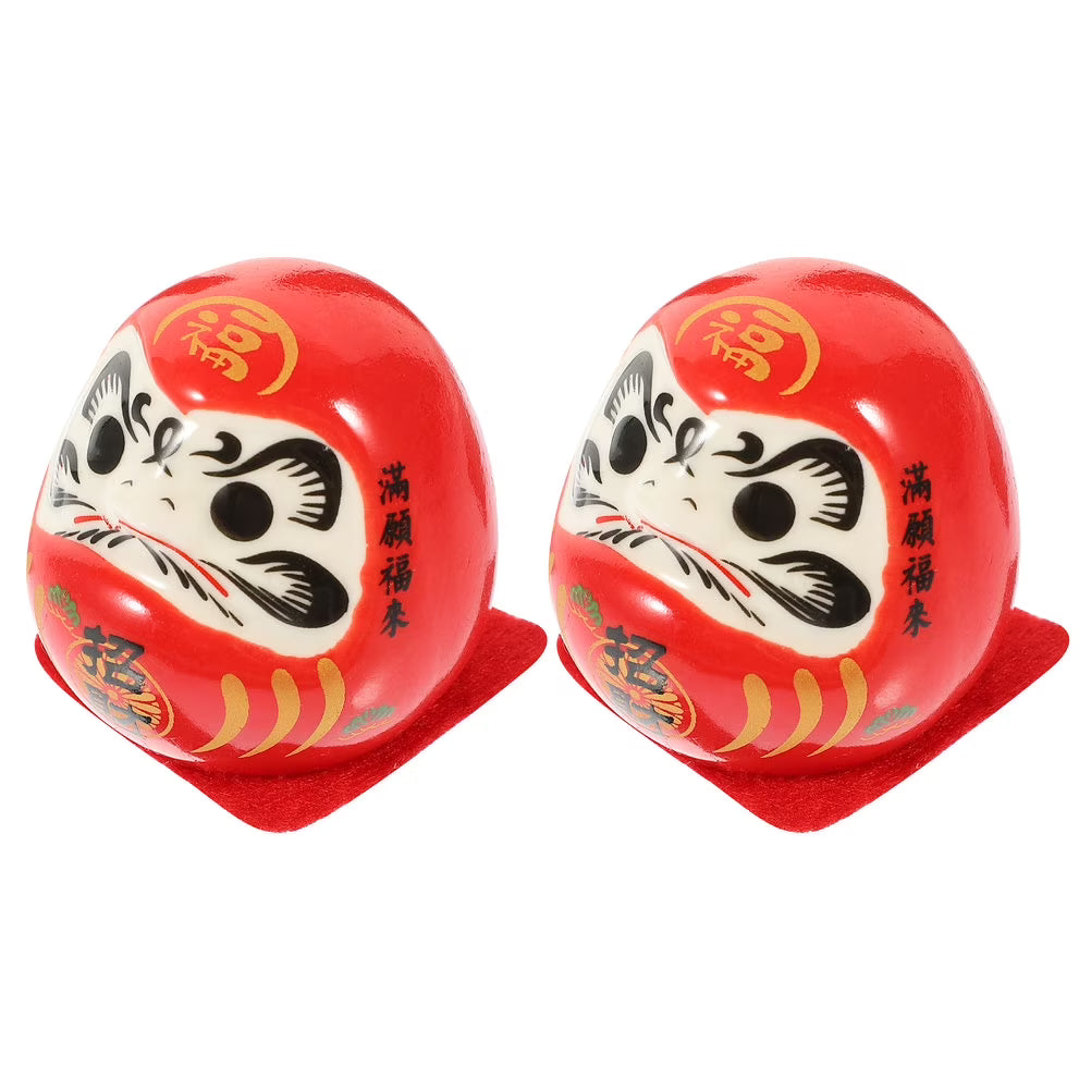 2pcs Porcelain Mini Daruma Fortune Dolls L146