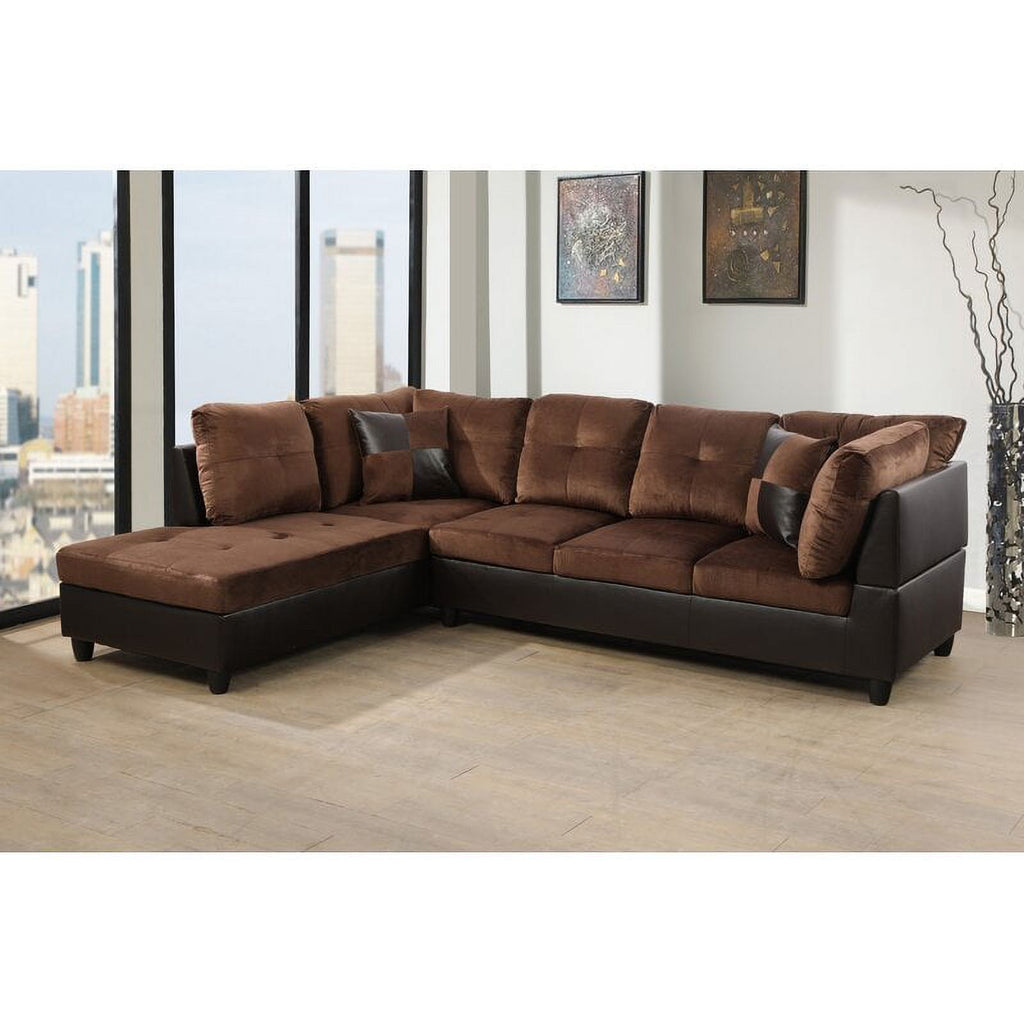Chocolate Microfiber Corner Sectional Sofa with Storage Ottoman N447309