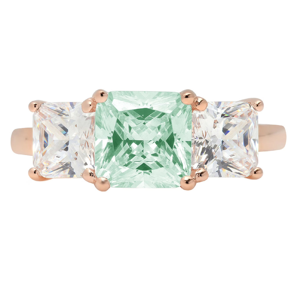 18k Rose Gold 3 Stone Moissanite Ring Size 3.5 P829656