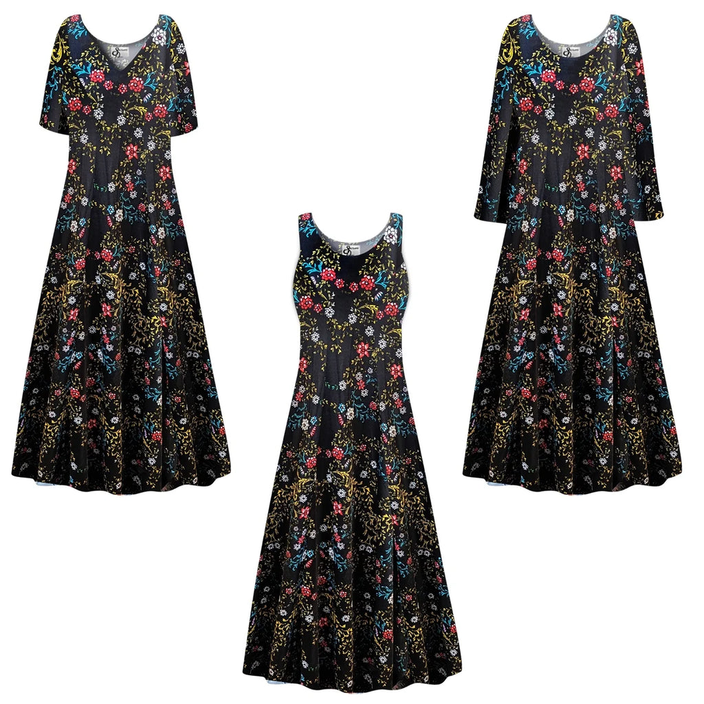 Golden Leaf Short Sleeve Princess Cut Dress N5050