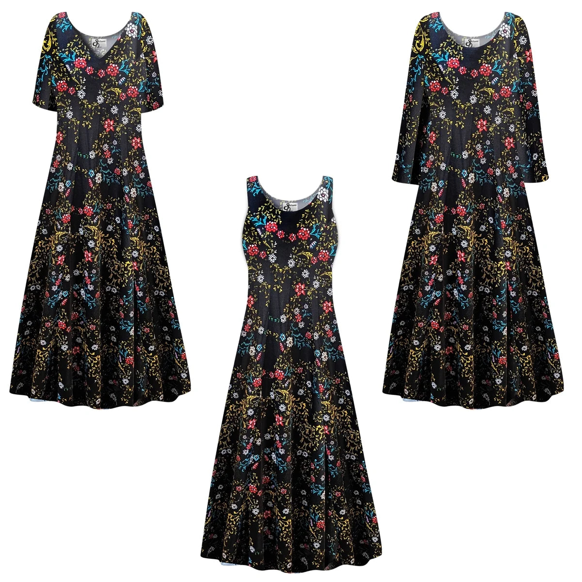Golden Leaf Short Sleeve Princess Cut Dress N5050