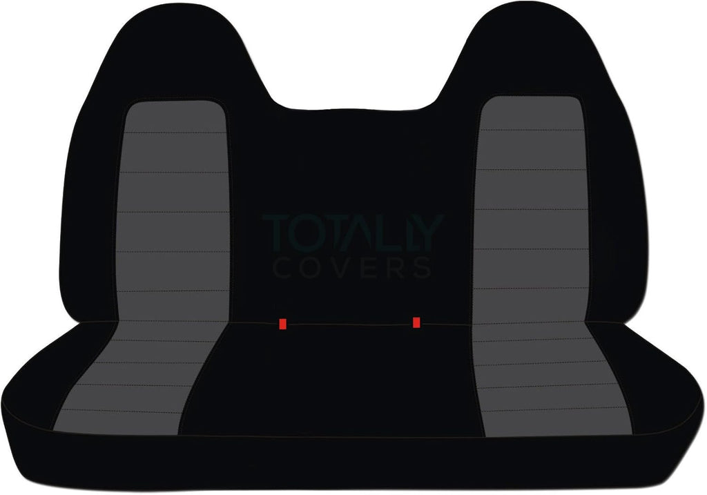 Black & Navy Blue Two-Tone Truck Seat Covers for 1999-2004 Ford F-150 Front Solid Bench with Molded Headrests A6533