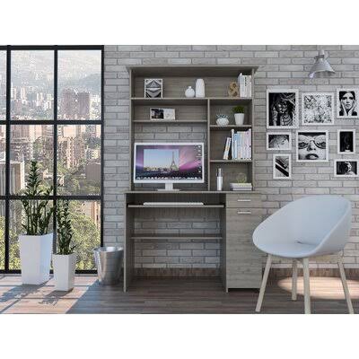 Light Gray Desk with Hutch I322