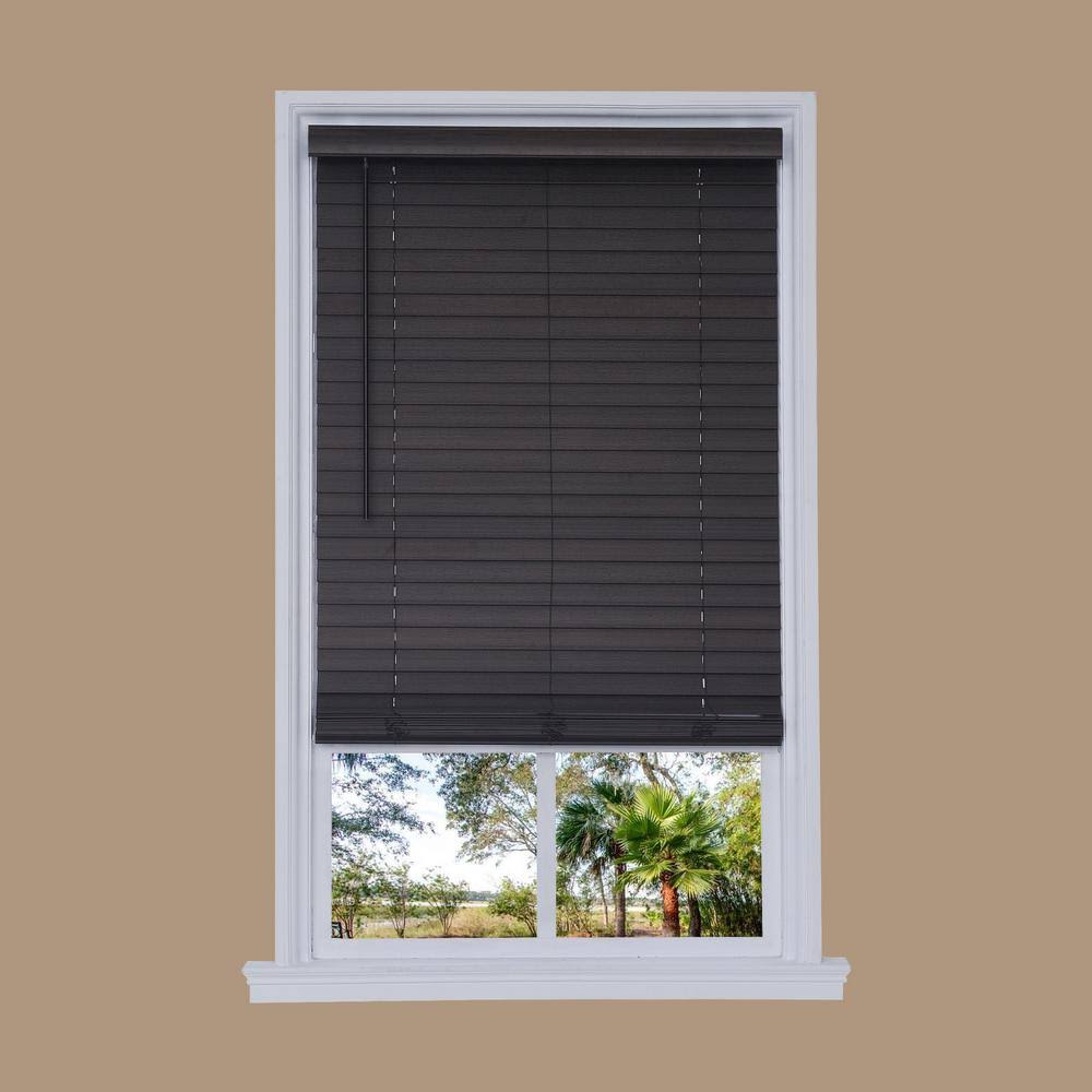 Walnut Faux Wood Cordless Room Darkening Horizontal Blinds B895