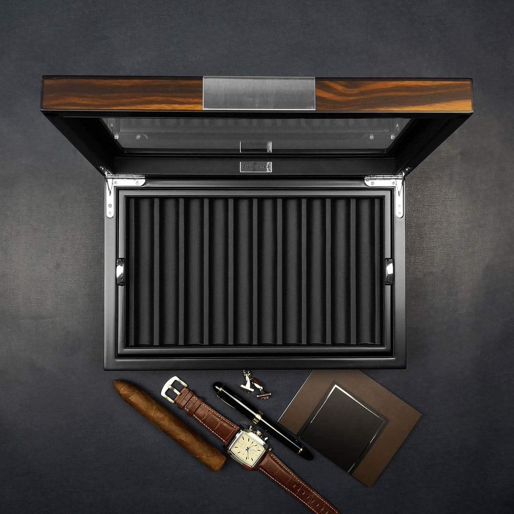 Ebony Wood Pen Display Case with Glass Window Z28068