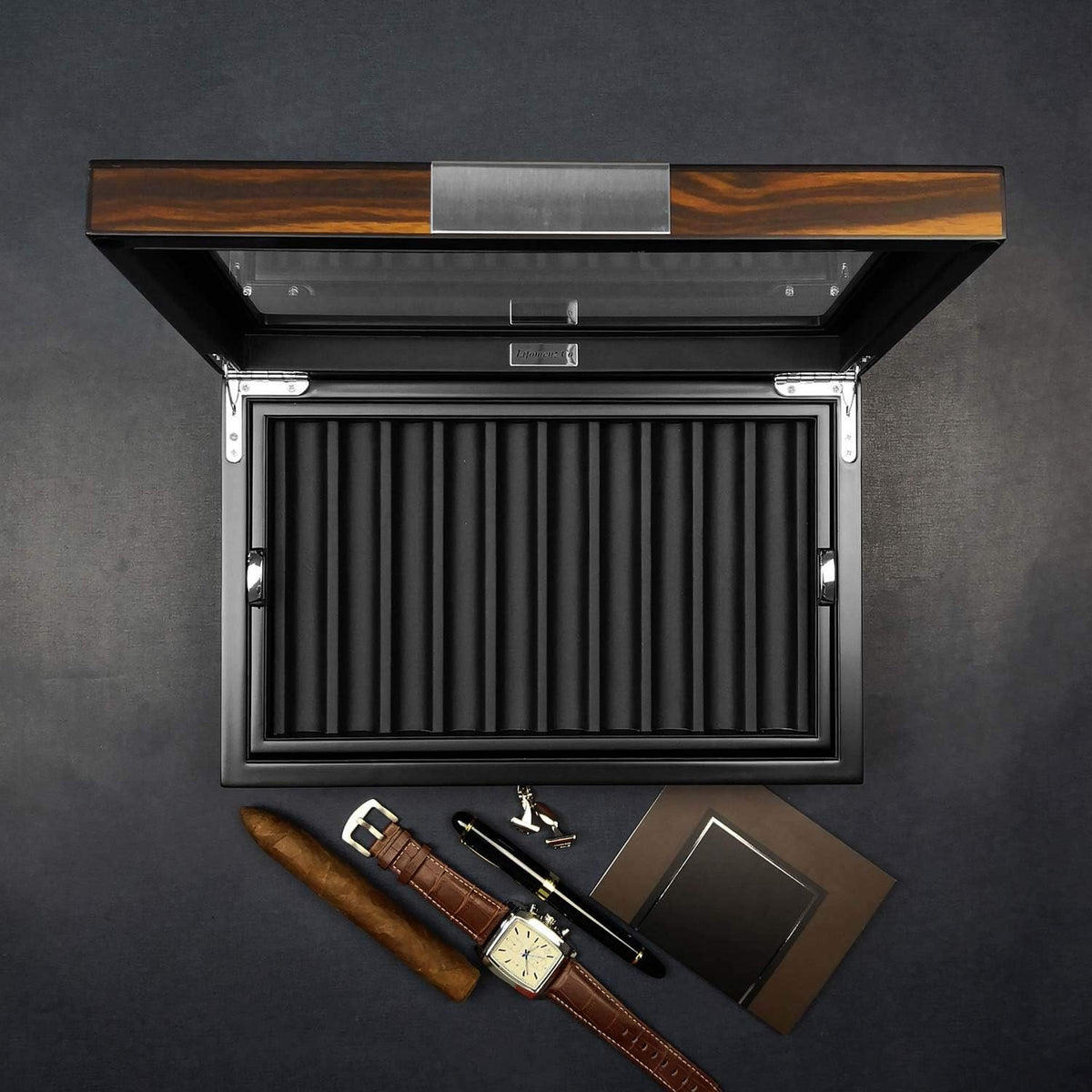 Ebony Wood Pen Display Case with Glass Window Z28068