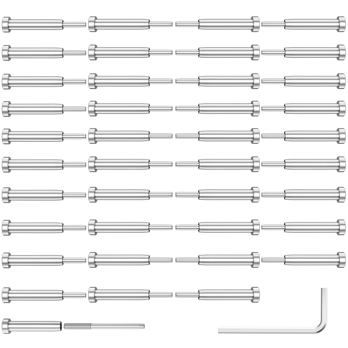 40 Pack Stainless Steel Invisible Receiver and Swage Stud End for 1/8 Inch Cable Railing Q47777