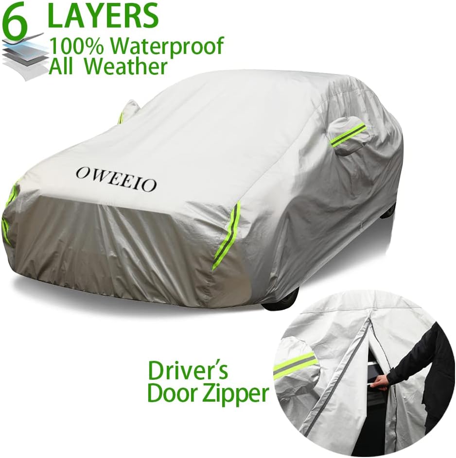6 Layers Waterproof All Weather Car Cover with Zipper P8002