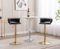 Black Velvet Adjustable Swivel Bar Stools Set of 2 S686