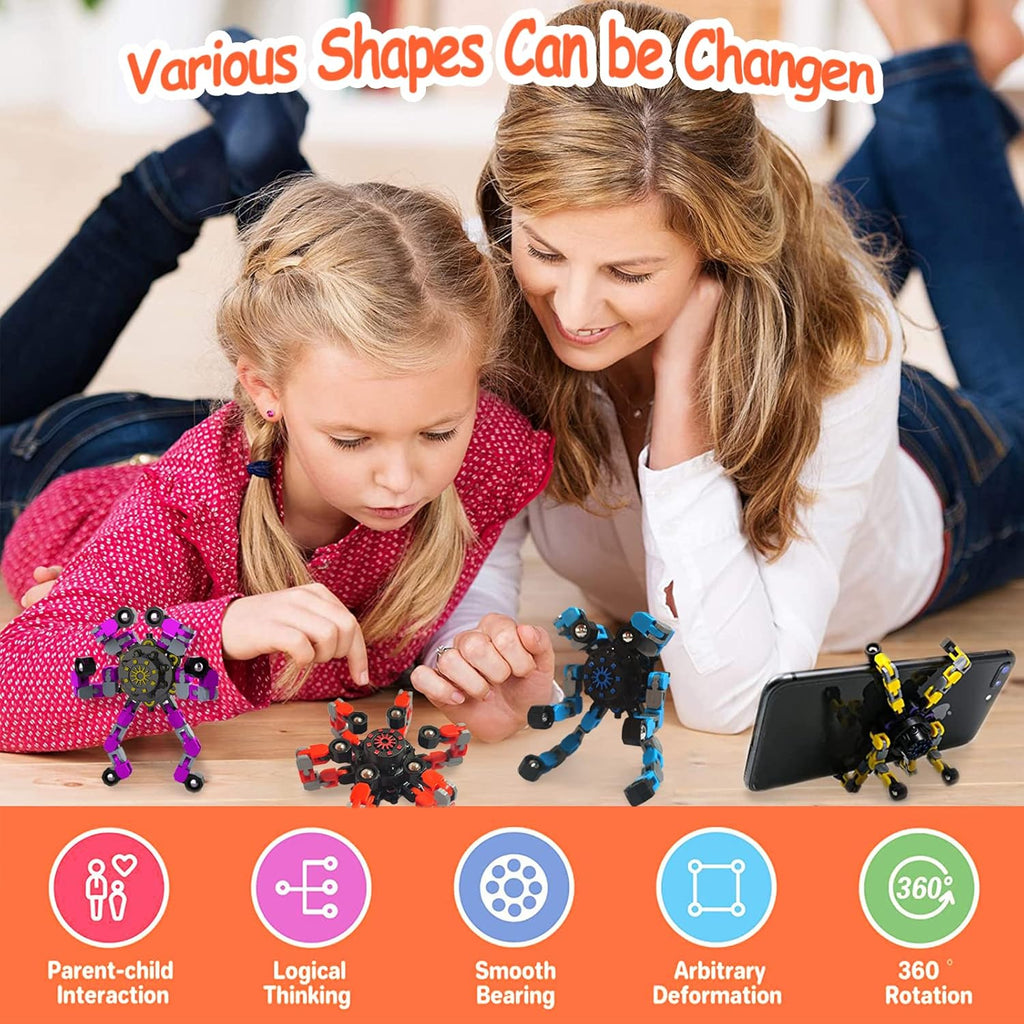 12 Packs Sensory Fidget Toys, Transformable Chain Robot Finger Toy DIY Deformation Robot Mechanical Spinners Twister Fingertip Stress Relief Gyro Toy Pack of 2 B7270