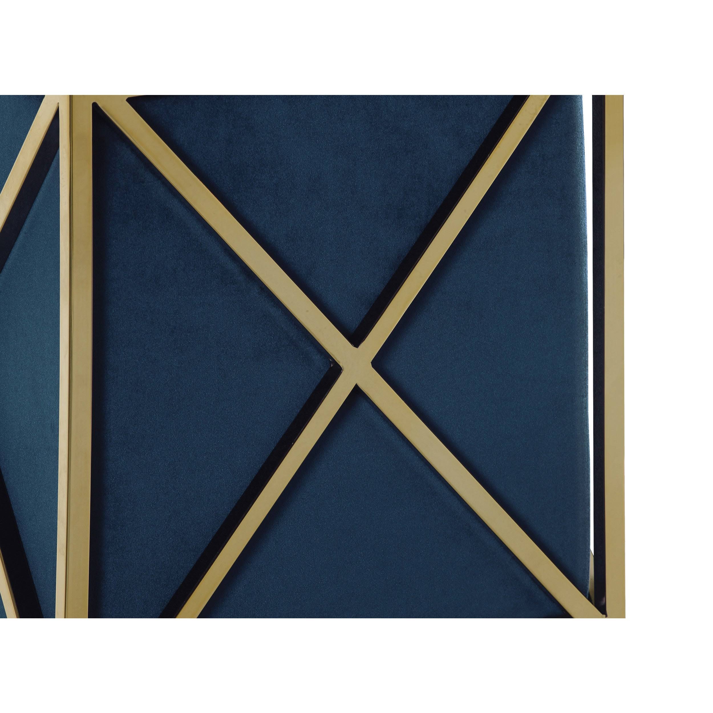 Black Velvet Ottoman with Brass Finished Stainless Steel Frame F76901