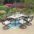7-Piece Outdoor Dining Set with Faux Wood Table and Swivel Cushioned Chairs J16854