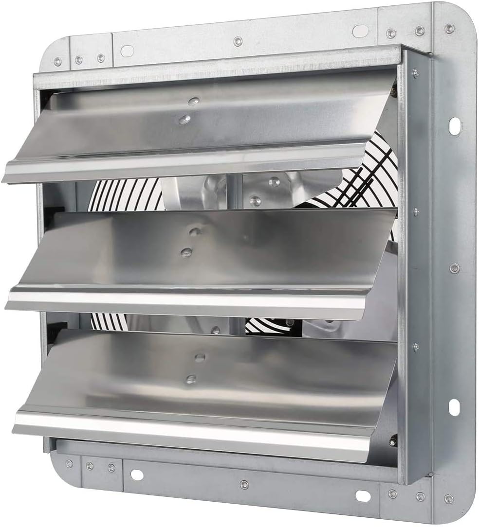 10 Inch Shutter Exhaust Fan Aluminum, 1650RPM, 820CFM, Silver M77639