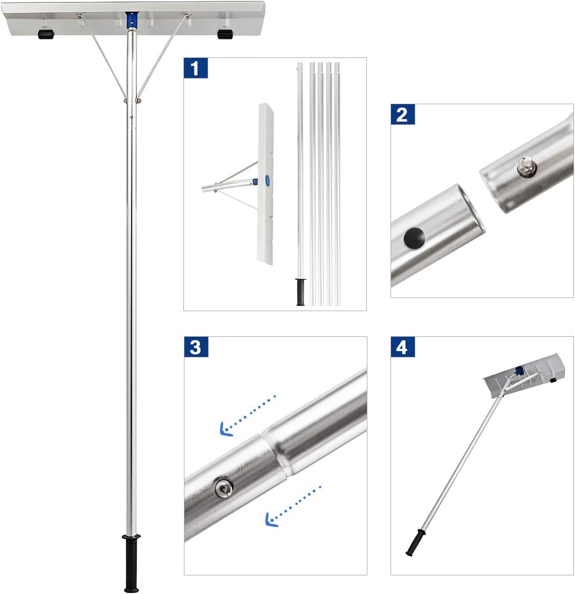 Aluminum Snow Rake, 26 inch Width Blade, Adjustable Handle, Pack of 2 Y716210