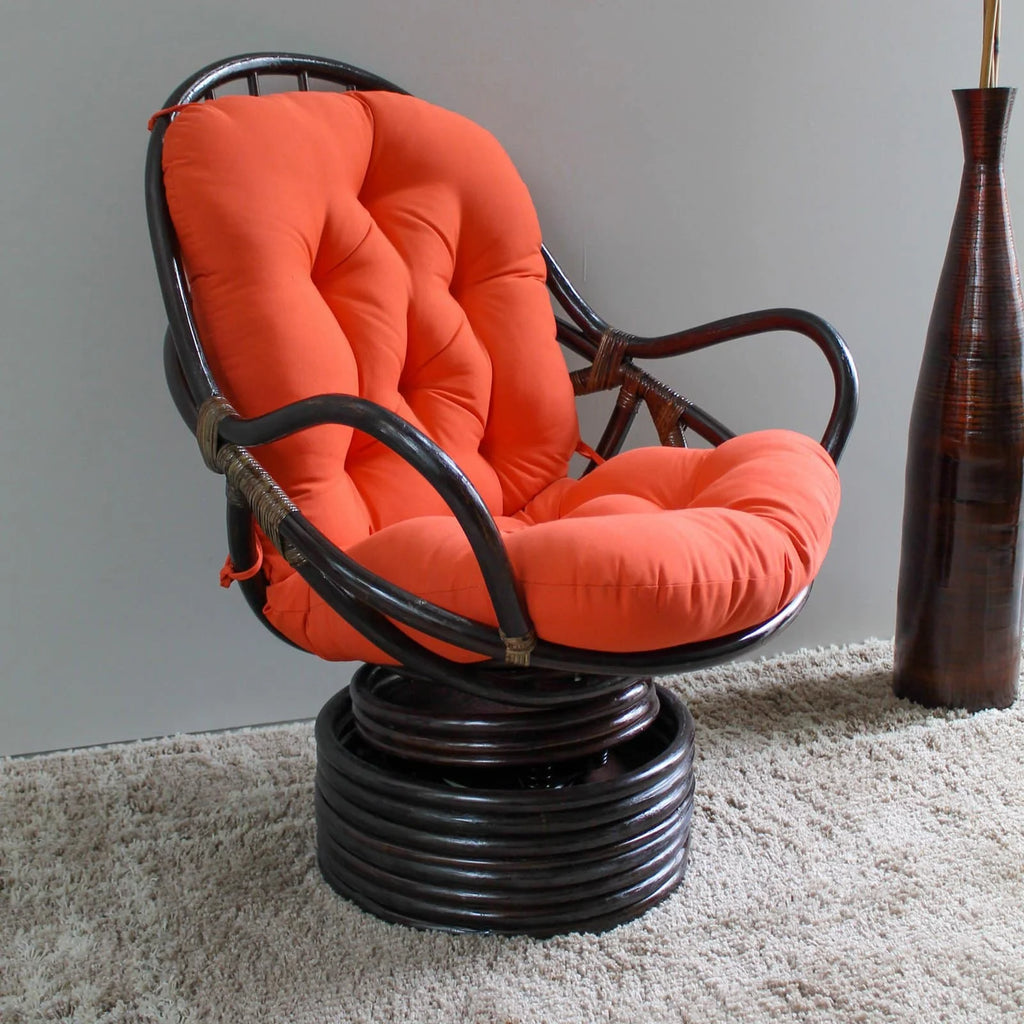Rattan Coil Base Swivel Rocker with Micro Suede Cushion C874