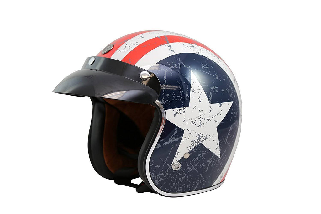 3/4 Helmet with Rebel Star Graphic (White, Large) G40573