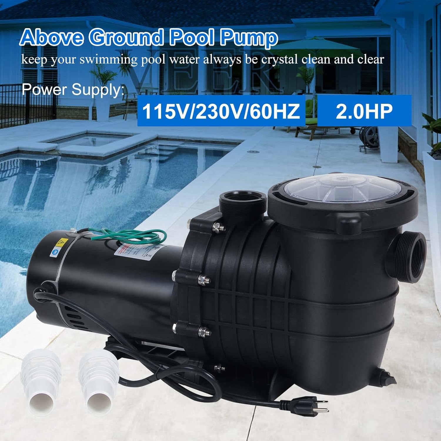2HP Dual Volt Pool Pump with Strainer I92112