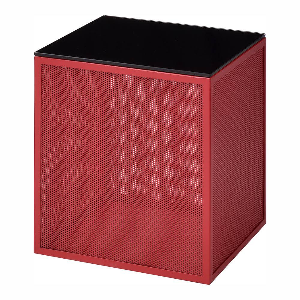 Red Coating Square Glass Top Side Table X102