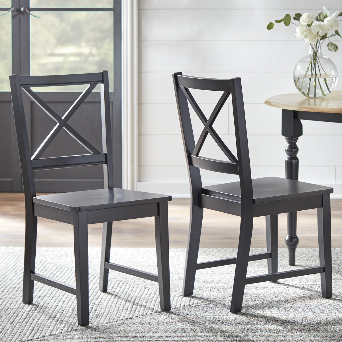 Black Cross-Back Chair, Set of 2 Q20822
