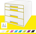 White/Yellow 4 Drawer A4 Cabinet D34803